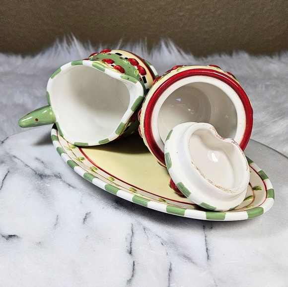 Vintage Karla Dornacher Giftcraft Apple Accent Cream And Sugar Set - Picture 6 of 10